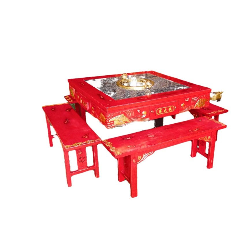 工厂直销实木岩板大理石火锅桌桌子卡座沙发餐桌椅组合支持定制