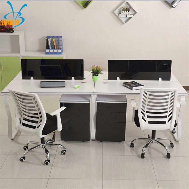 办公桌简约现代2/4/6人位桌椅组合员工位屏风隔断干字型四人位