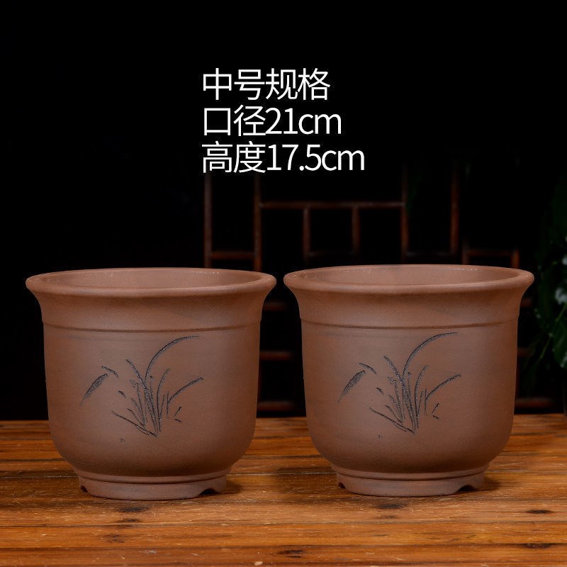 紫砂花盆兰花盆 绿萝盆 盆景盆特大号圆形花盆古典京中花盆