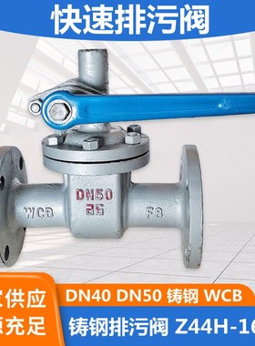 WCB铸钢法兰排污阀闸板式高温高压锅炉蒸汽快开手动阀门2寸DN4050