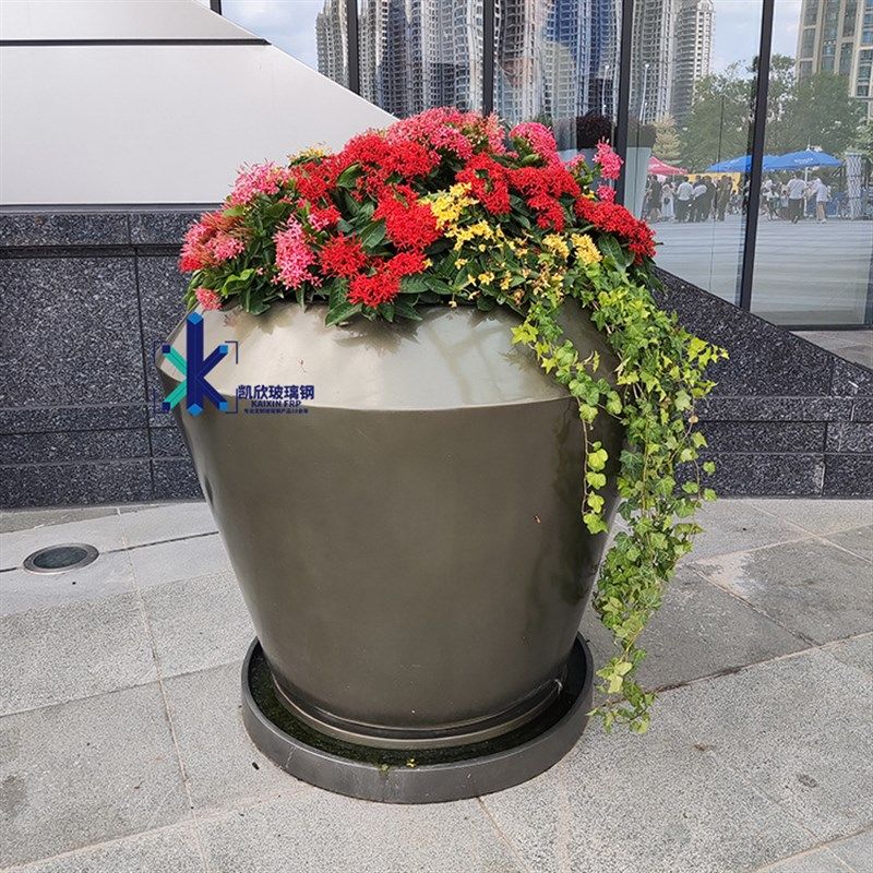 户外玻璃钢花盆组合商场艺术花坛景观花池圆形树池落地大花钵厂家