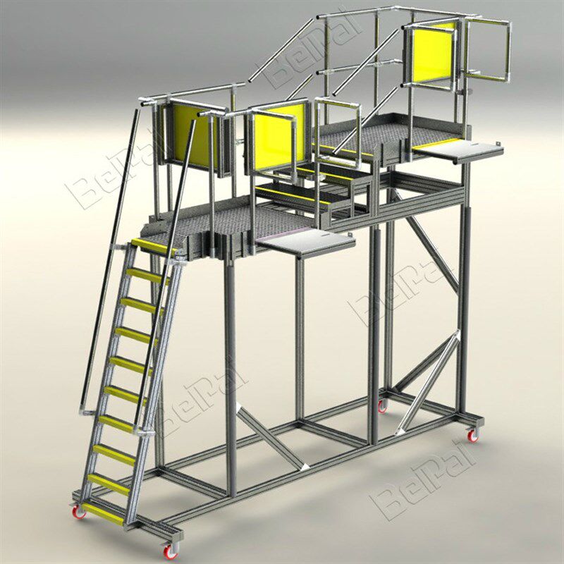 机器设备过桥工业梯踏步飞机维修平台扶手围栏维修坞铝合金型材
