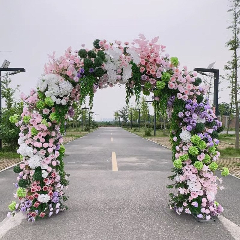 新款全花绢花双杆拱门开业婚礼庆典花门婚庆满花拱门婚庆幸福门