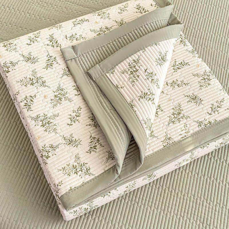 双层纱水洗棉床盖三件套双面可用榻榻米床垫夹棉床单单件床褥