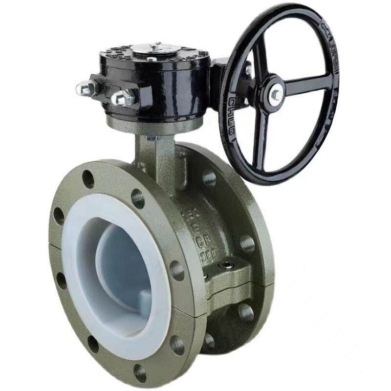 D341F46-16C涡轮全衬四氟铸钢法兰蝶阀D41F46铸钢手柄衬四氟蝶阀