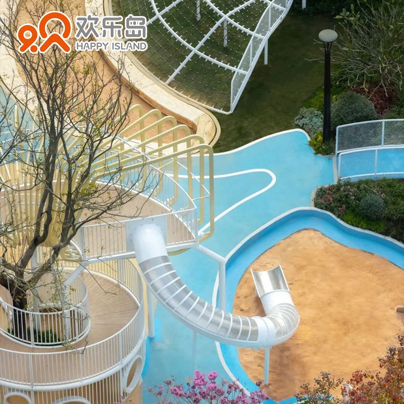 小区儿童组合滑梯景区户外大型游乐设备树围爬网平台设计定做