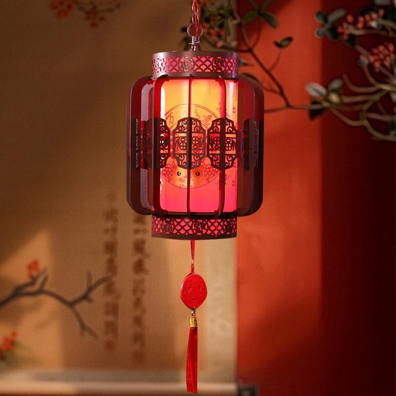 中式实木旋转灯笼吊灯餐厅别墅店装饰红灯笼新年仿古过道茶室宫灯