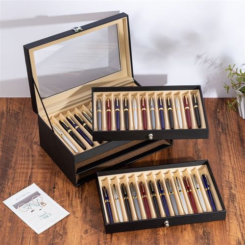 36支钢笔盒钢笔签字笔防摔防压储物盒多层大容量钢笔收纳盒