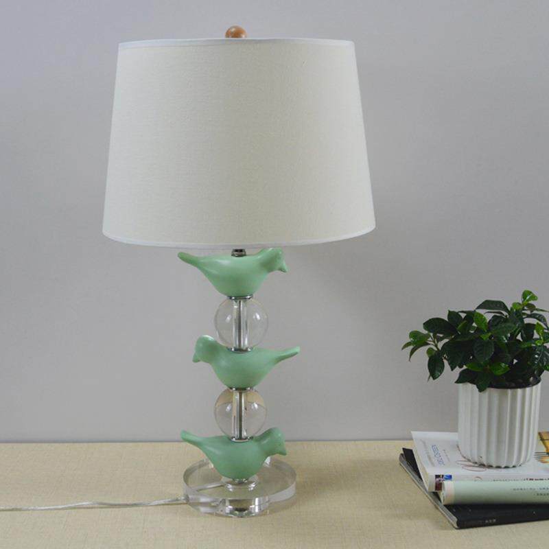 美式乡村客厅水晶卧室床头灯具家居装饰品台灯水晶树脂布艺灯