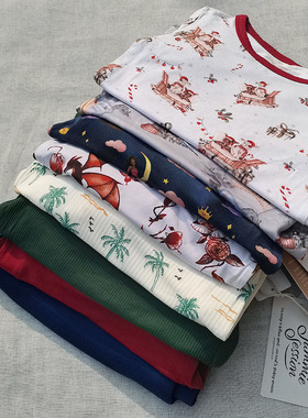 3样包邮2-10码欧美bna@jamm等女童男童超柔竹纤维家居服睡衣套装