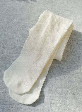 3件包邮 尾 90-140 女童春秋菱格网眼白色加裆连裤袜直板打底袜裤