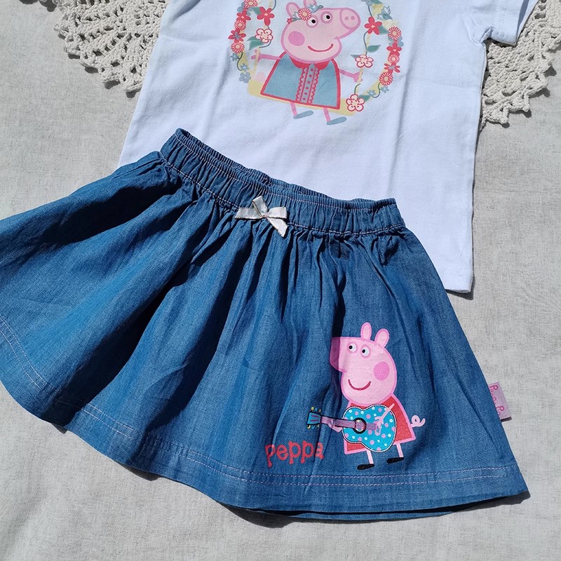 清特~3样包邮120 女童 春夏季全棉牛仔裙 半身裙 短裙 小猪印花