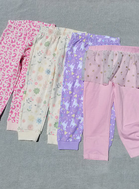 特 3样包邮 欧美尾 女童春秋冬全棉家居裤打底裤豹纹花朵秋裤睡裤