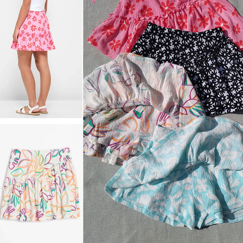 3样包邮澳~新款7-16码女童中大童夏季花朵半身裙打底裤裙裤防走光