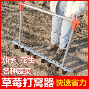 种草莓神器打孔机农用工具打窝栽苗移苗打洞打眼器大棚蔬菜定植器