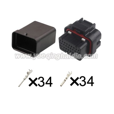 DJ7343-1.2-11/21汽车国产连接器 双槽34P新能源汽车防水插头