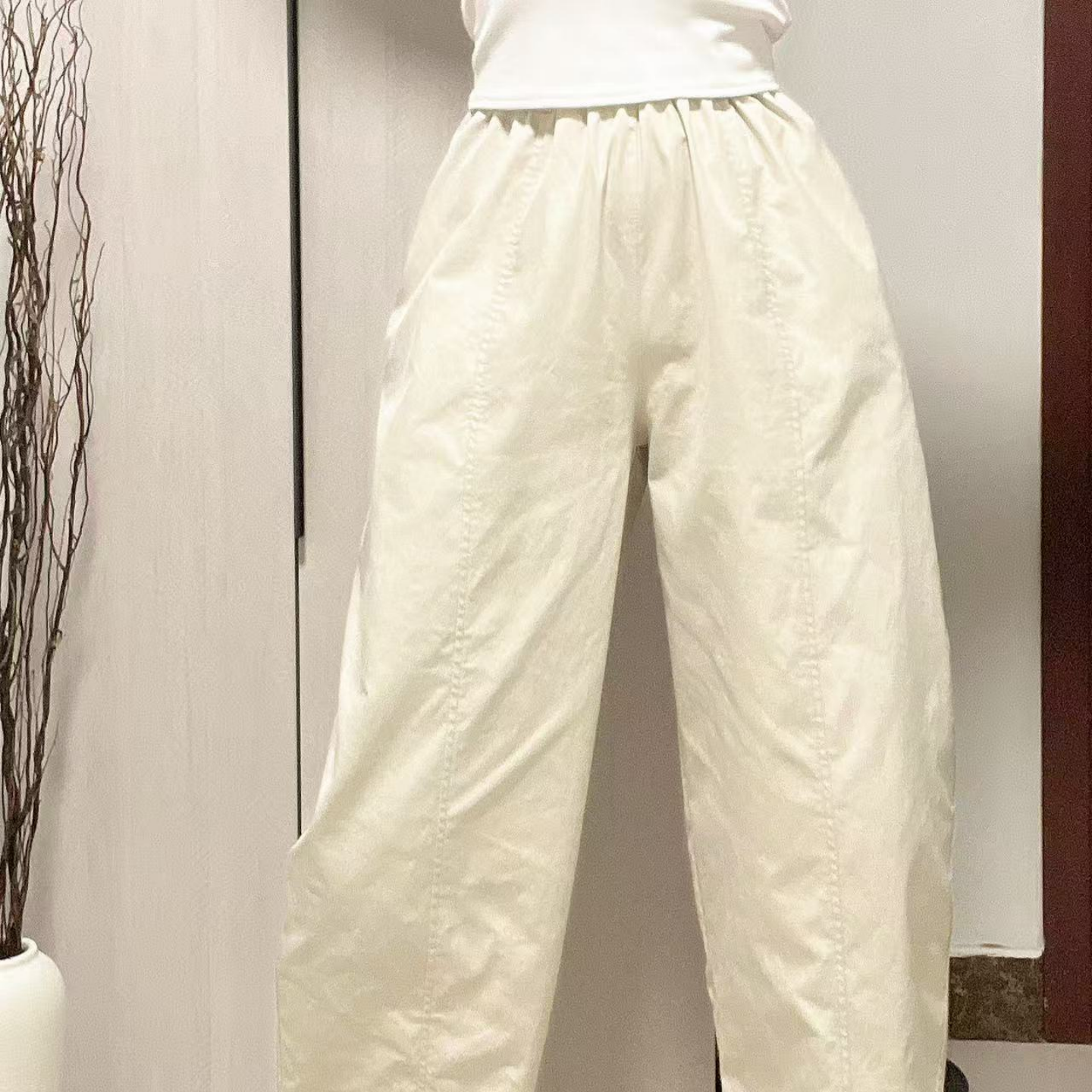新款工装裤中高腰休闲阔腿萝卜裤美式弯刀裤四季款百搭女士阔腿裤