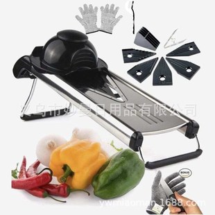 跨境不锈钢多功能切菜器套装曼陀林刨丝器切片器加防割手套清洁刷