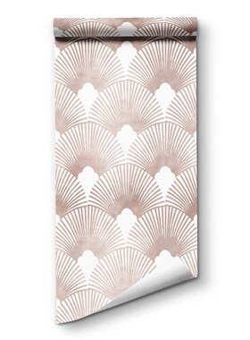 跨境热卖Wallpaper扇形背景自粘触感墙纸客厅卧室墙贴家具改造贴