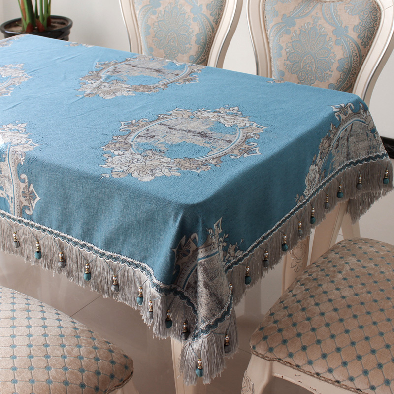 奢华高档欧式餐桌布桌垫长方正方形圆桌布台布吊穗中式茶几桌布