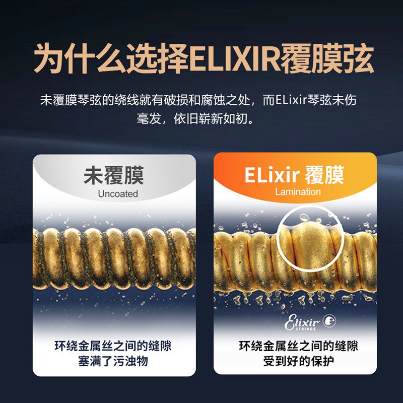 Elii伊利克斯 2三装民谣木吉他弦黄磷铜镀膜琴弦