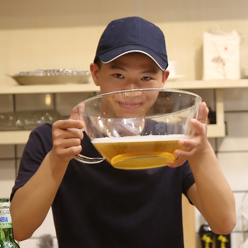 超大号啤酒杯扎啤杯子巨型酒杯子耐热硼酒碗斗酒杯刻字
