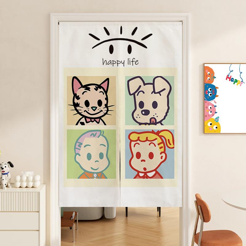 可爱卡通儿童房间好看的卧室门帘隔断帘半帘布帘子卫生间遮挡短帘