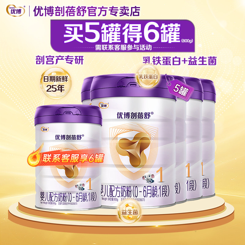 25年8月新日期】优博剖蓓舒1段婴幼儿奶粉法国奶源800g*5乳铁蛋白