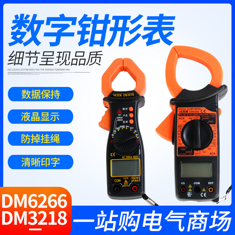 胜利数字钳形万用表DM6266交流钳式电压电流表笔多功能钳型万能表图片