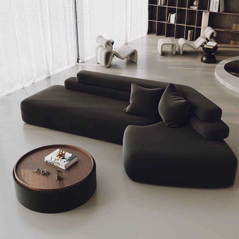 极SJ意IXH式简酒店皮艺办形公室斜沙发转角沙发双靠背弧异形设计