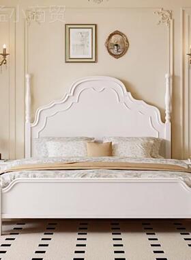 法式实木床1.8米双人床主1.5米婚式床公奶油QX-6607#风纯白色卧主