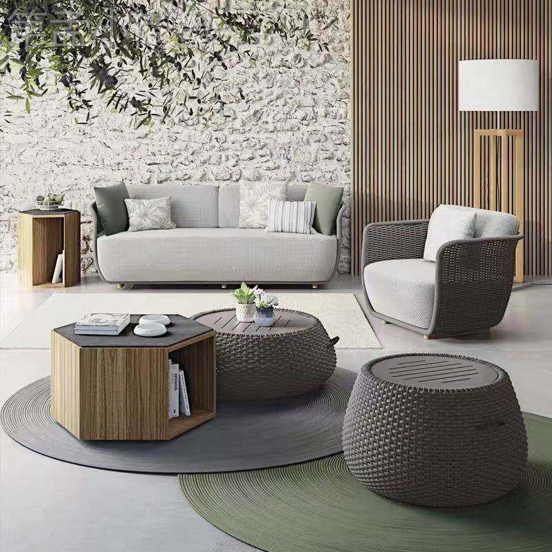 户外休组闲沙发合北室欧庭别墅藤编样板房阳光房外院HRU露台家具