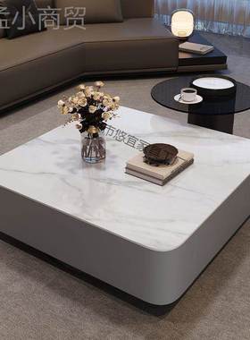轻奢形岩板意式组合用茶几小户型现客代简约厅家黑色高VPA级方茶