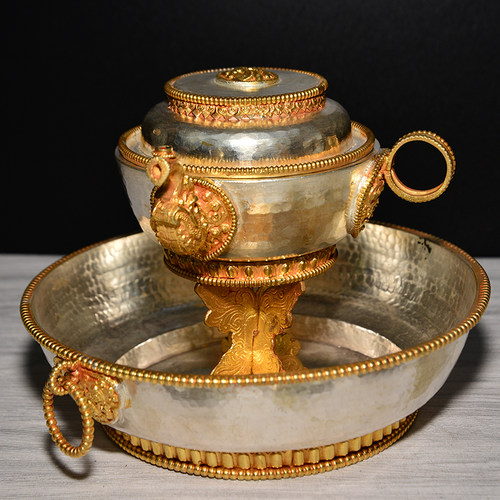 佛用品套装 纯铜供奉密宗摆件 七供水朵玛壶水财神水陆供盘全套