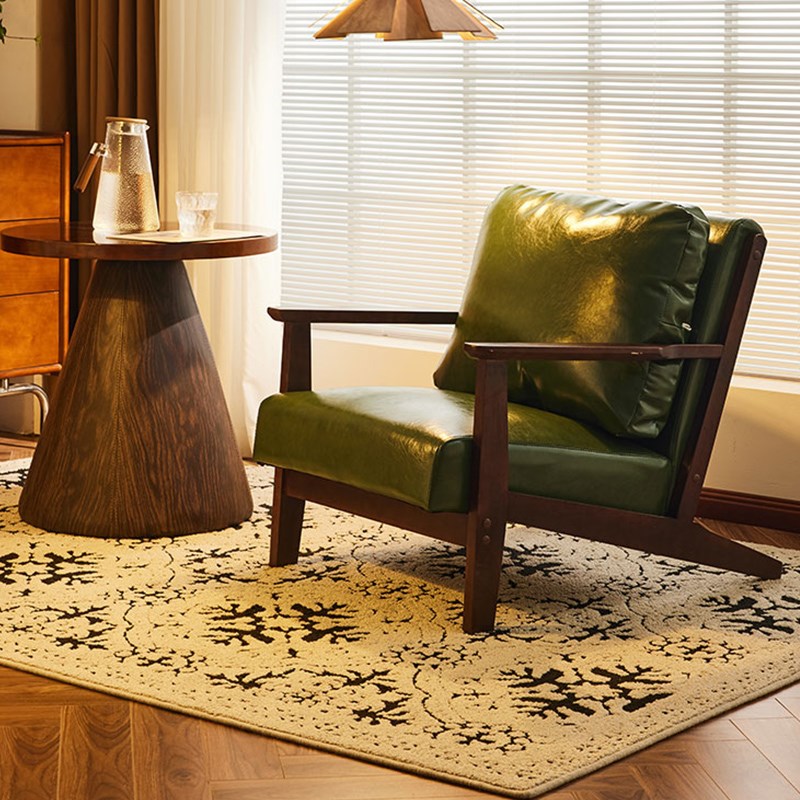 实木单人沙发椅客厅咖啡厅酒店民宿懒人休闲小茶几阳台茶桌椅组合