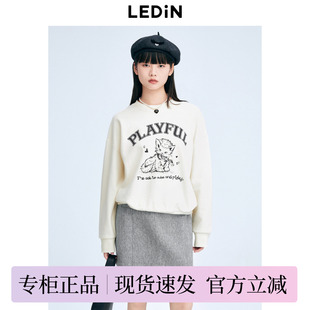 卫衣冬新款 乐町线稿猫咪宽松长款 圆领上衣C1CRE4F01 商场同款