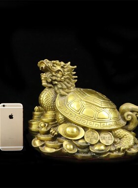 纯铜八卦龙龟招财进宝浪花龙头龟金钱神兽摆件室内桌面中式工艺品