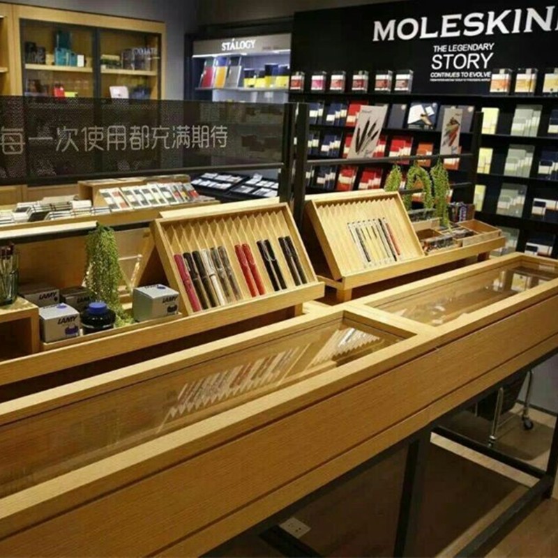 亚克力罩笔架收纳木质o搓衣板笔盘钢笔架钢笔笔盒文创金属笔展示