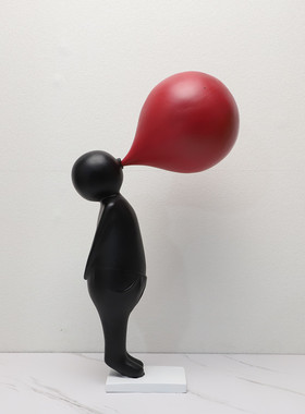 现代创意吹泡泡 卡通人物树脂摆饰 样板间家居客厅电视柜桌面装饰