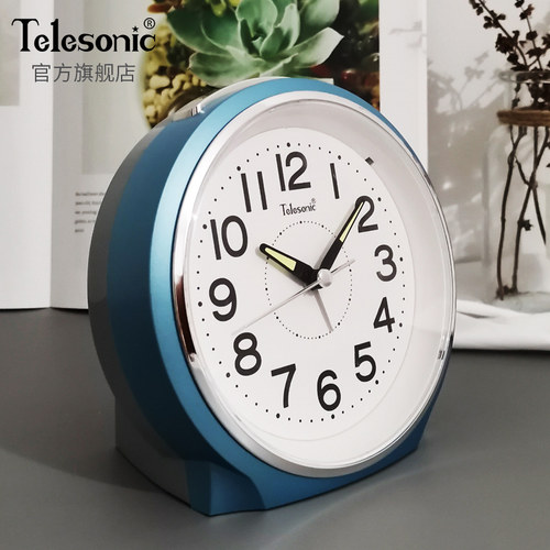 天王星静音闹钟学生用儿童简约计时器多功能带夜灯牀头小座钟时钟