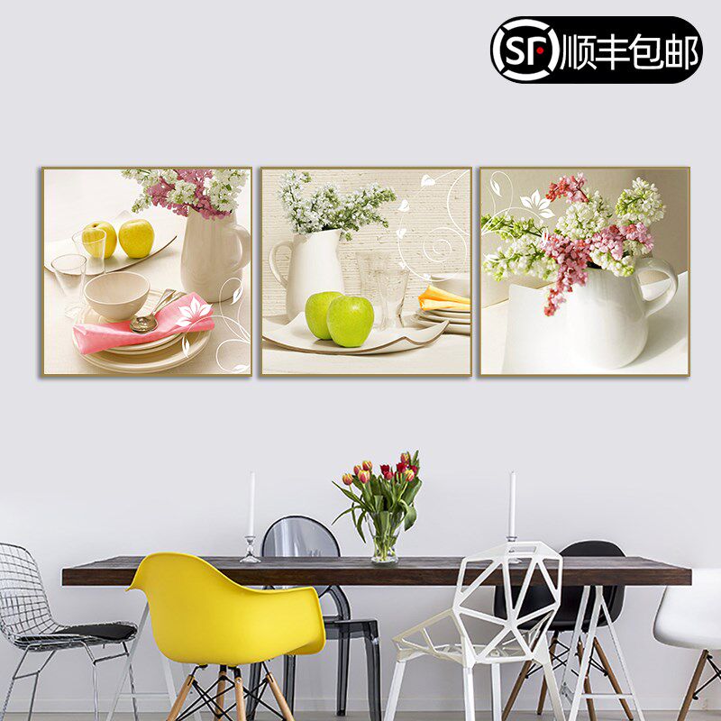 客厅装饰画现代简约餐厅简欧三联挂画沙发背景墙壁创意油画免打孔