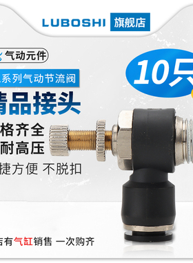 黑色调速节流阀SL8-01/8-02/8-03/10-0N3气管快插气缸排气节流接
