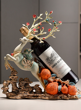 福鹿红酒架家居摆件创意新中w式客厅酒柜餐边柜葡萄酒架软装装饰