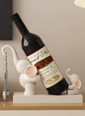 亲子大象红酒架摆件高级感轻奢家B居饰品客厅餐边柜酒柜酒托装饰