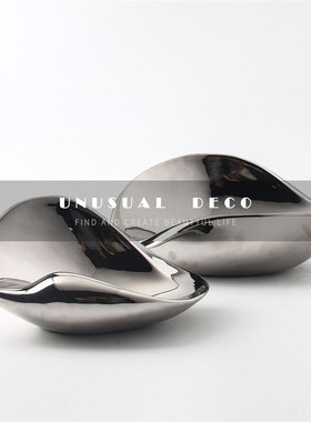 现代轻奢艺术银色陶瓷托盘摆件样板间餐厅客厅收纳X饰品摆件果盘