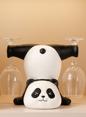 红酒杯架熊猫摆件轻奢高档客厅家B用酒柜置物架装饰品现代创意酒