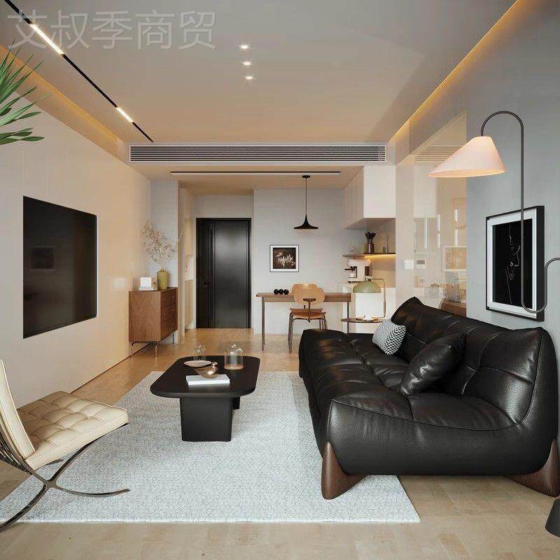 轻奢简约沙发复极古意式简风真皮头沙发层牛皮客厅现代MCM小型户
