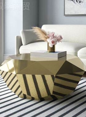啡咖桌不锈钢钻石茶奢几轻112101简约售楼接待咖啡桌客厅沙发异形