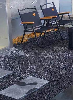 100斤深灰色色砾石头水石枯山黑水庭院DTH铺地花装饰园造景碎洗石