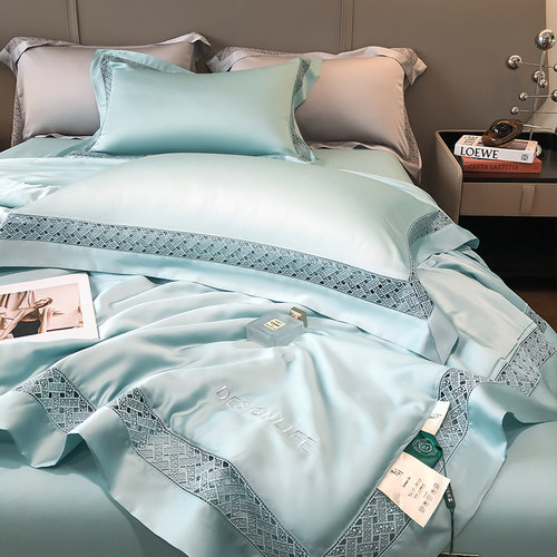 夏季纯色镂空莱赛尔纤维天丝夏被四件套空调O被芯可机洗水洗薄被